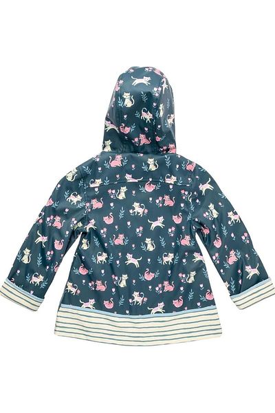 Stephen Joseph Girl's Hooded, Lined Polyurethane Raincoat Cats
