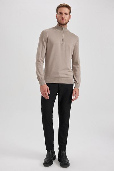 DeFacto Stand Collar Slim Fit Knitwear Sweater - Half Zip U6917Az23Wn