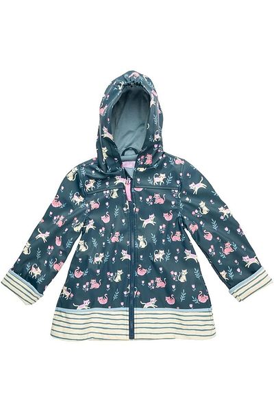 Stephen Joseph Girl's Hooded, Lined Polyurethane Raincoat Cats