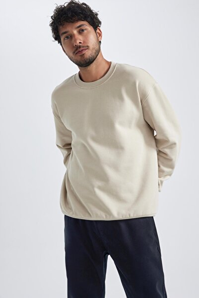 DeFacto Oversize Geniş Kalıp Bisiklet Yaka Basic Düz Sweatshirt T5139az23au