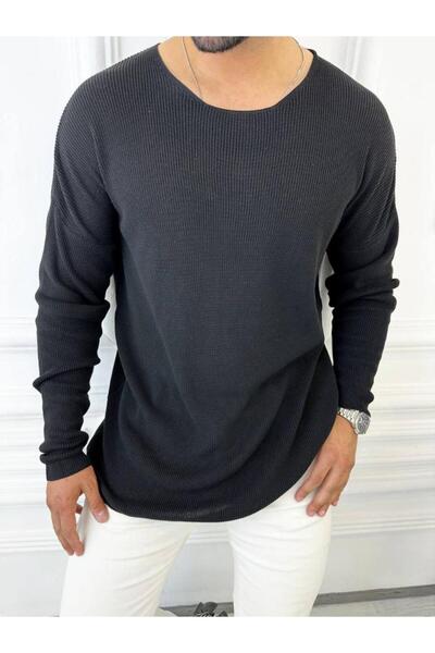 elkumoda Pulover oversize tricotat din bumbac natural Pulover fără pilule Tri...