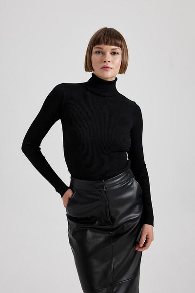 DeFacto Pulover cu coaste cu gât rotic B2092ax23wn