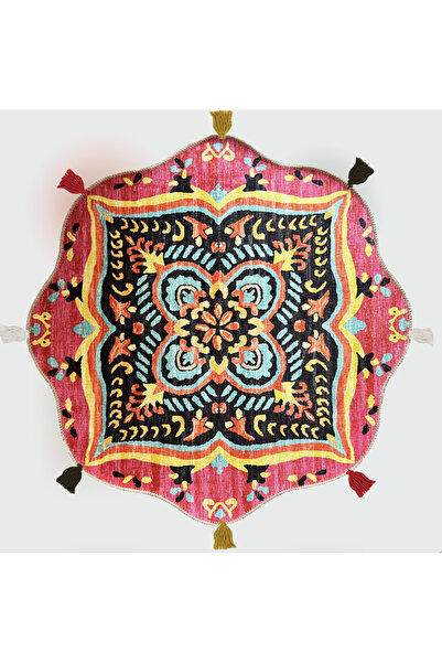 Rugs Modern Halı Mira Çok Renkli Püsküllü Etnik Desenli Yuvarlak Halı