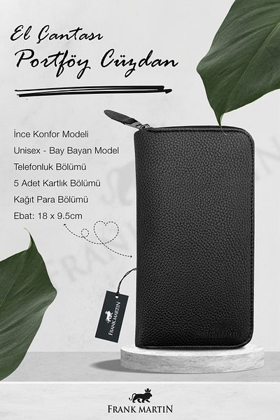 Frank Martin Unisex Δερμάτινο Μακρύ Πορτοφόλι Portfolio με θήκη τηλεφώνου και θήκη για κάρτες με κουτί