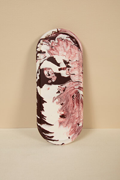 Handmeight قاعدة أكواب من الرخام الأبيض والأحمر البيضاوي الخرساني / حامل عرض ...