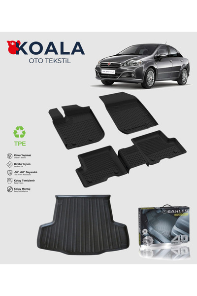KoalaOtoTekstil Fiat Linea (2007-2017) Uyumlu Sahler Paspas Koala Bagaj Havuz...