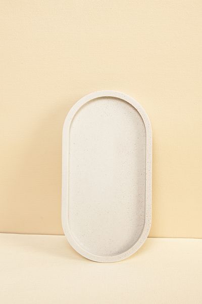 Handmeight Concrete Oval Gray Coaster / Presentation Stand / Tray / Decorative Product