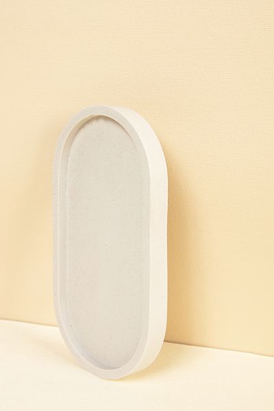 Handmeight Concrete Oval Gray Coaster / Presentation Stand / Tray / Decorative Product