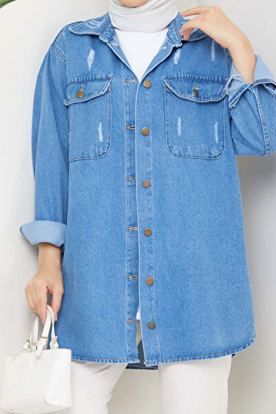 MODA MAÇKA PARK ΓΥΝΑΙΚΕΙΟ ΤΖΙΝ ΠΟΥΚΑΜΙΣΟ ΤΖΙΝ CASUAL ΜΟΥΧΑΛΙ ΠΑΛΤΟ