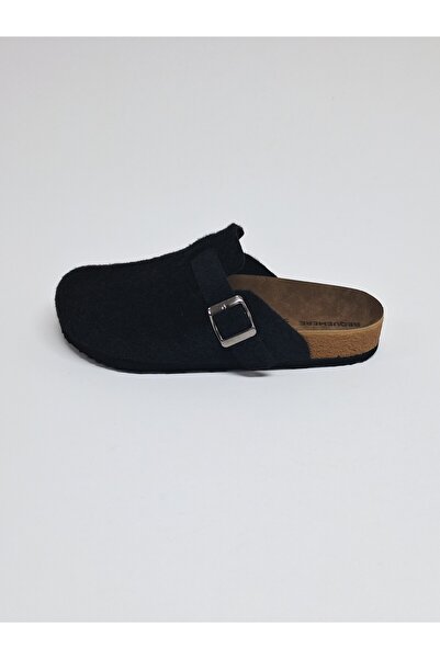 Bequemere Black Felt Closed Toe Buckle Sabo Daily Use Orthopedic Unisex Slippers