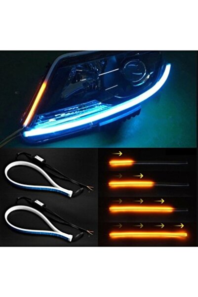 Unikum Seat Leon Far Içi Üstü Kayar Sinyalli Gündüz Ledi Far Kaşı 45 Cm 2 Adet