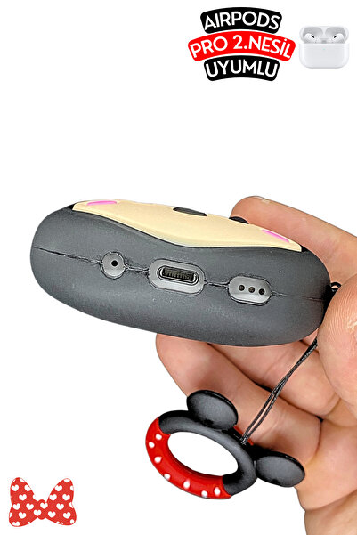 EWEC Pro 2. Nesil Uyumlu Minnie Mouse Figürlü Koruyucu ve Darbe Emici Silikon Kulaklık Kılıfı