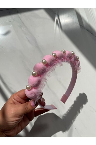 SUBU TASARIM تاج صدفي مزين باللؤلؤ باللون الوردي SBT1729