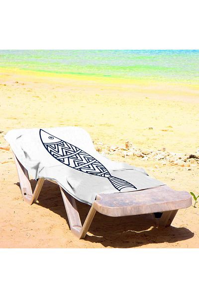 The Lucid Lab Lined Fish - Ριγέ Πετσέτα Παραλίας Fish - Microfiber