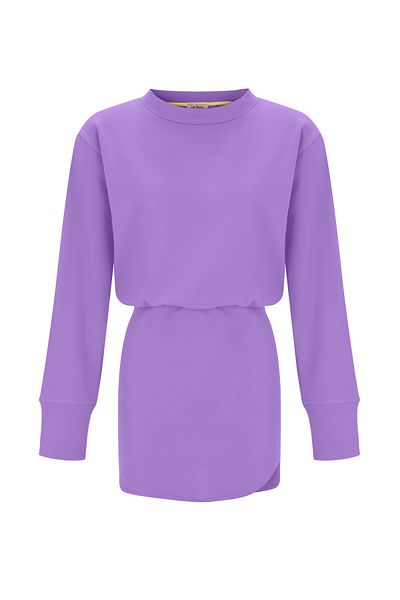 La Sarta Rochie de transpirație cu mânecă lungă, ovală, cu mini-fante, de culoare liliac, cu talie elastică