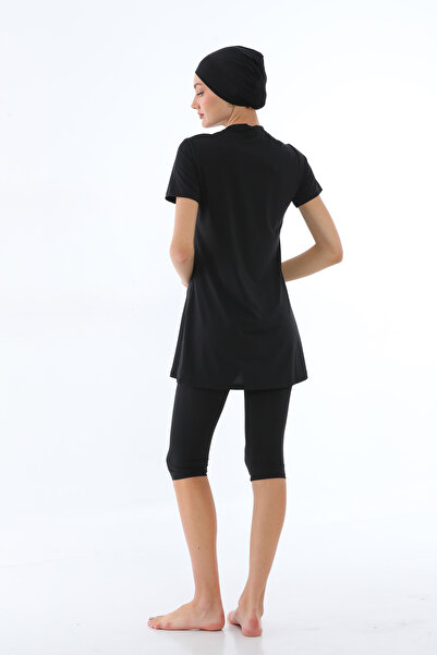 Elif Okur Kısa Kollu Havuz Mayo Siyah 7433