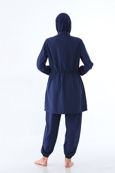Elif Okur Full Covered Micro Hijab Swimsuit Navy Blue 7005