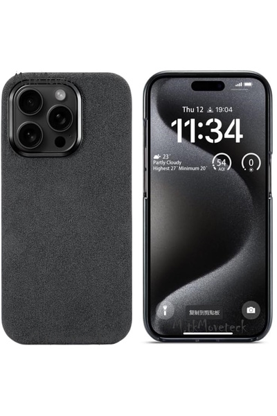 m.tk moveteck İphone 15 Pro Kılıf Kamera Yükseltili Leather Deri Half-Wrapped...