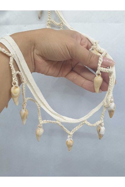 ESRA ŞELEM Seashell Model Cream Edge Fringe Strip Decorative Strip