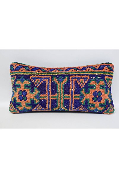 Kayra Export Kırlent, 20 X 40 Cm Mavi Minder Kılıfı, Türk Kilimi Minderi, Kil...