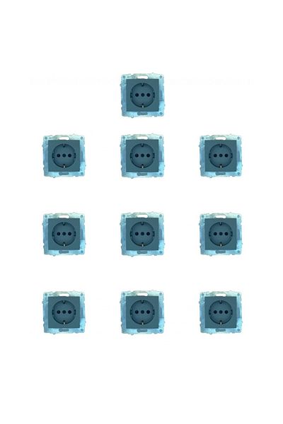 helezondekor 10 Pieces Grano Metallic Smoked Grounded Socket Frameless 10 Pack/set