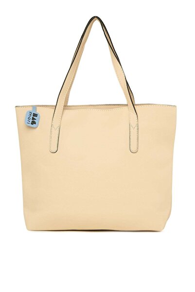 Bagmori Κρεμ γυναικεία τσάντα με λουράκι ώμου με υφή M 000008126