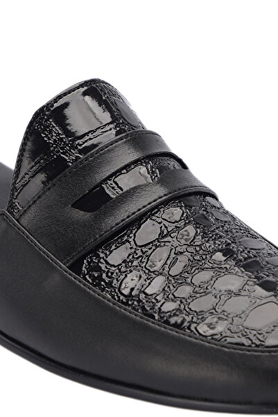 İncim ® |   Stone Ανδρικό Μαύρο Crocodile Luxury Άνετο Πακέτο Προς Επισκέπτη Παντόφλες Προίκα και Γαμπρός 302