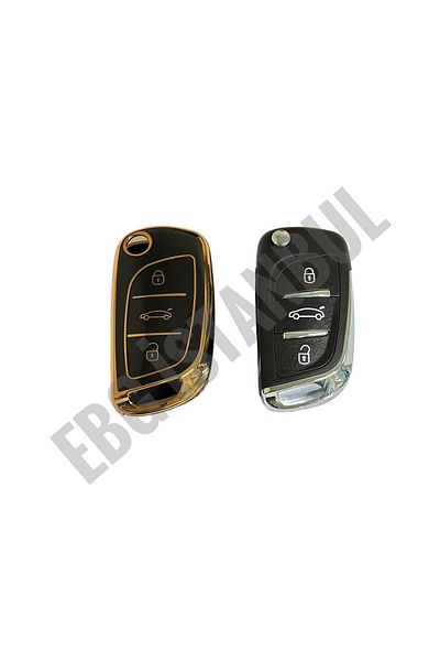EBG İSTANBUL Peugeot 301 Citroen C4 C-elysee DS3 DS4 Black Auto Key Remote Control Case Cover Auto