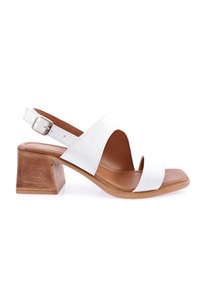 DGN Strappy Heeled Sandals White Genuine Leather 2101153219