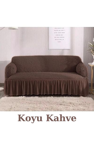 FurkanTicaret Комплект диван и канапе от 3 части от еластичен и гъвкав креп плат