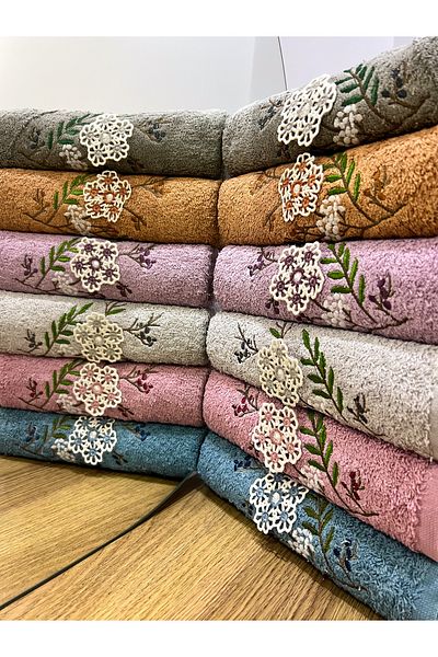 AYHANHOME Cotton 3D Patterned Mother-Daughter 6 Pieces 50x90 Hand Face & 6 Pieces 30x50 Kitchen Towel Set