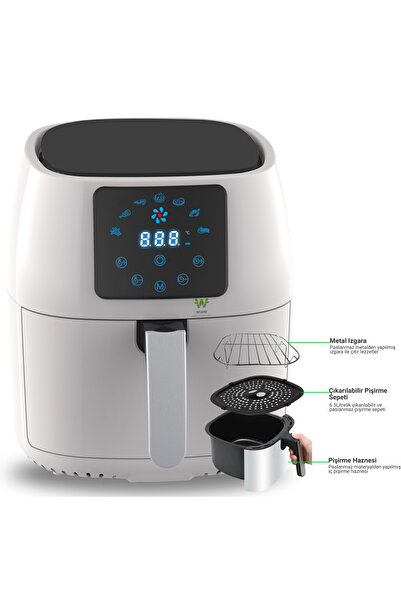 WİAMi Airfryer 4.5 L Hava Fritözü Beyaz