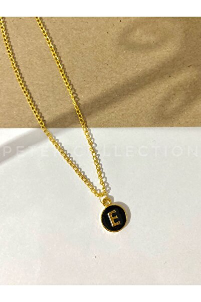 Petek Collection Siyah Altın detaylı Baş Harfli Kolyesi