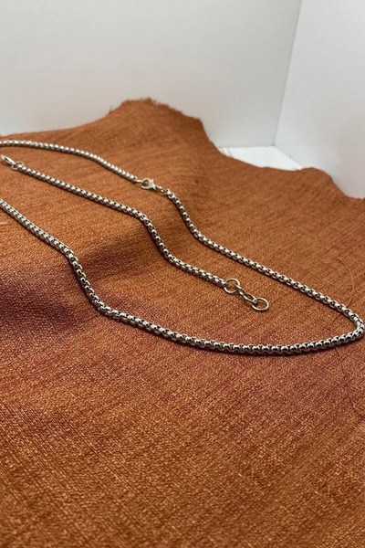 dergavud Örme Zincir Model Kolye ve Bileklik Set Paslanmaz Çelik Unisex