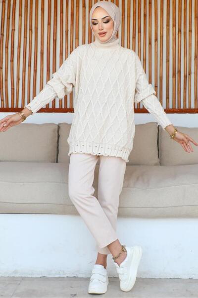 benguen 368 Diamantový vzor úpletu Tunic Stone Color