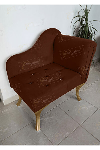 aldagelsin Yeni Model Ters Kol Tekli Köşe Koltuğu Josefin Bench Gold Ayak