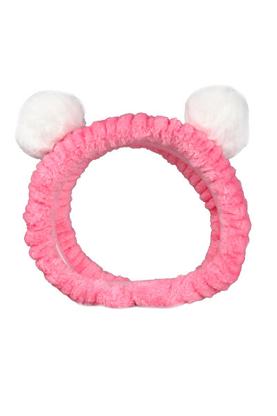 Toyaş Ροζ Λευκό Μακιγιάζ Μπαντάνα με βελούδινο πομπόν για τα μαλλιά