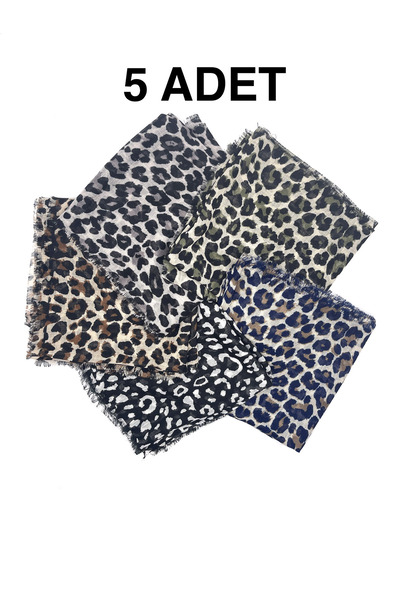 nazipek 5'li Set Hediyelik Leopar Desen Flamlı Pamuklu Yazma Eşarp 100x100cm ...