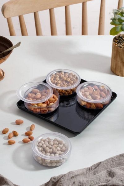 WAPPA Round Breakfast and Snack Bowl with Tray, Set of 4