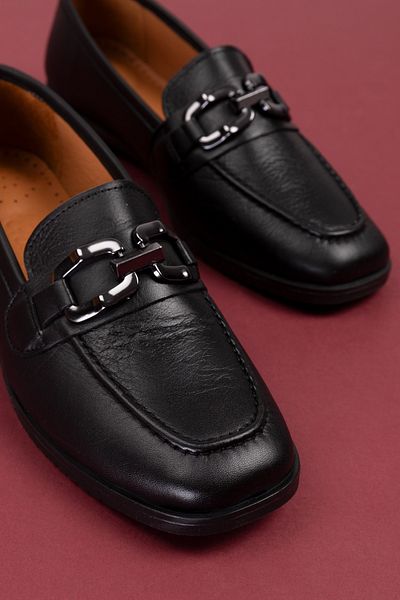 Gondol Loafer de damă din piele naturală esl.b06 negru