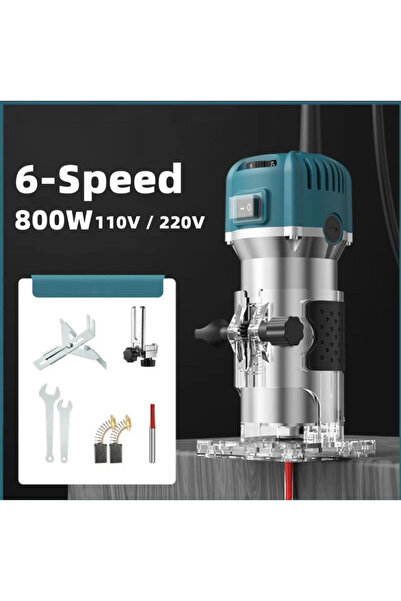 MOONSHOP Pro 6 Kademe Devir Ayarlı 600w Formika Traşlama Freze Makinesi 6mm P...