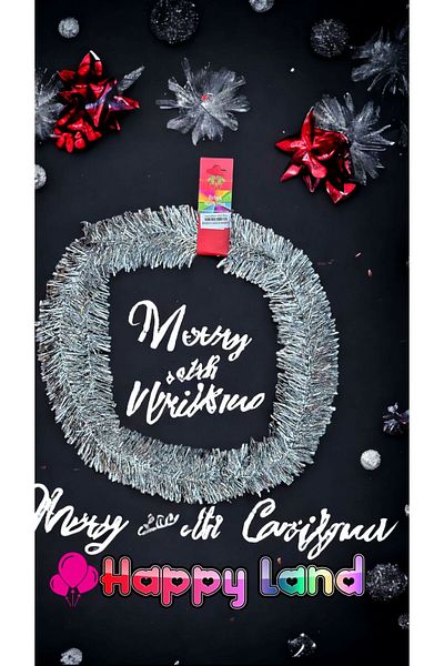 Happyland New Year 5m Silver Metallic Garland New Year Decor New Year Christmas Ornament New Year Garland