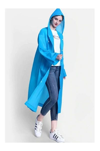 Orvila Unisex Eva Long Raincoat - Αδιάβροχο, κανονικό μέγεθος με κουκούλα και κουμπωτά