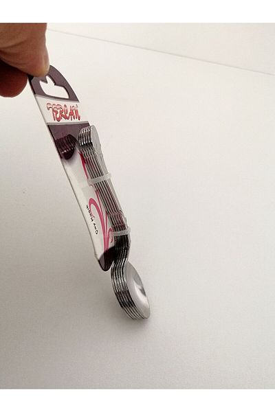 PATİKA Ev 6 Lux Stainless Steel Teaspoons with Tercan Card - 6 Sharp Grains Unbendable
