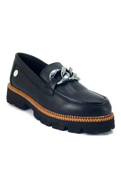 Mammamia D24Ka-6060 Black Women's Leather Loafer Shoes