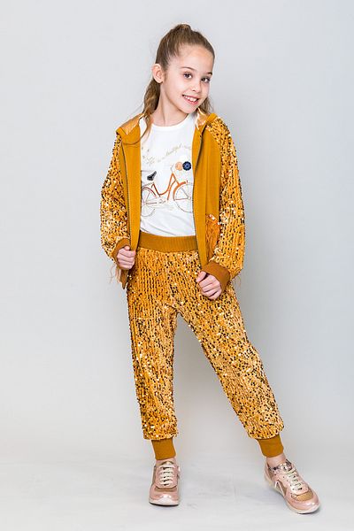 incity Girl's Sleeves Sequin Detailed Hooded Zippered Jacket