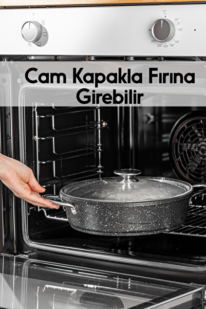 FİTHOME 24-28-30 Cm Döküm Granit Yanmaz Yapışmaz Fırına Girebilir Küçük Büyük Orta Boy Pilav Tenceresi