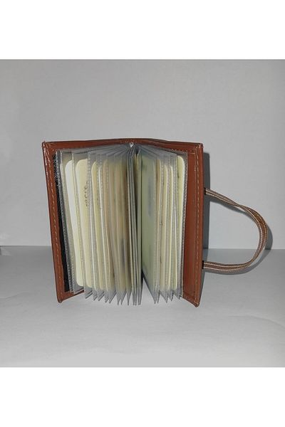 firdevsi hobi real leather transparent card holder wallet with vertical rubber housing