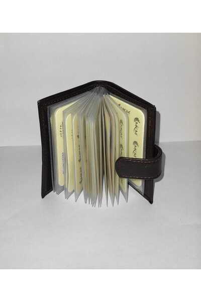 firdevsi hobi Πορτοφόλι με διαφανή θήκη για κάρτες από γνήσιο δέρμα με κάθετο κούμπωμα