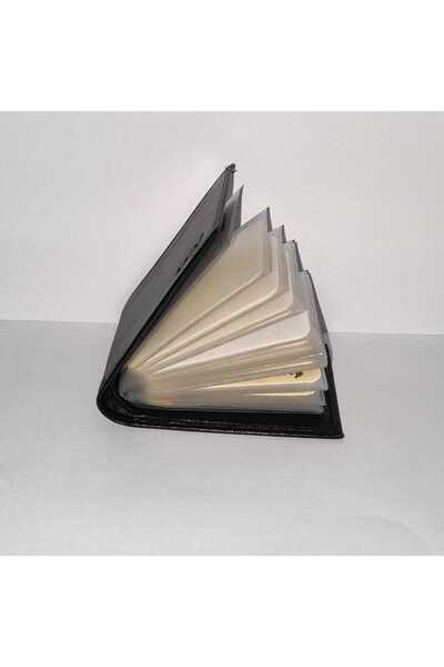 firdevsi hobi real leather horizontal transparent card holder wallet